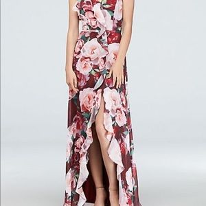 David’s bridal floral dress with criss cross back